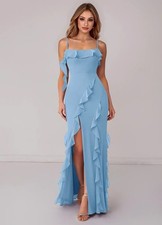 Barbie™ 1001 AZAZIE A6 Steel Blue Chiffon Ethereal Fairy Event Dress NWT