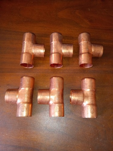 6 New 3/4"x 3/4"x 3/4" copper tee CxCxC plumbing pipe fittings adapters Elkhart