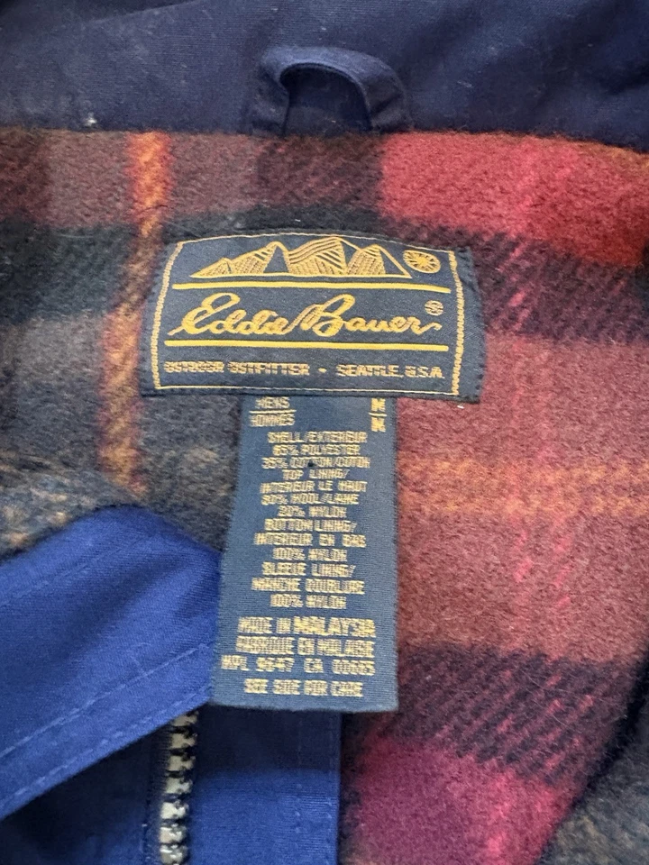 Abrigo Chaqueta Parka Montaña Forrada de Lana Azul Marino Eddie Bauer De Colección Para Hombre Talla M Foto 4 de 4