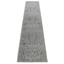 2'5"x12' Gray Jacquard Hand Loomed Broken Cypress Tree Design Runner Rug R78245