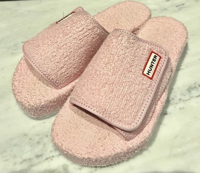 Hunter Women's Terry Towelling Platform Beach Slide Sandal - Pink - 10 - UK 8