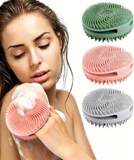 3 Pack Silicone Body Scrubber, Dual-Sided Exfoliating Shower Brush Bath Brush
