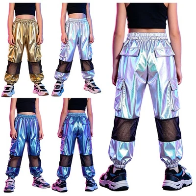 Mädchen Clubwear Lässig Streetwear Stoff Hose Rave-Party Jogginghose Glänzend - Bild 1 von 3