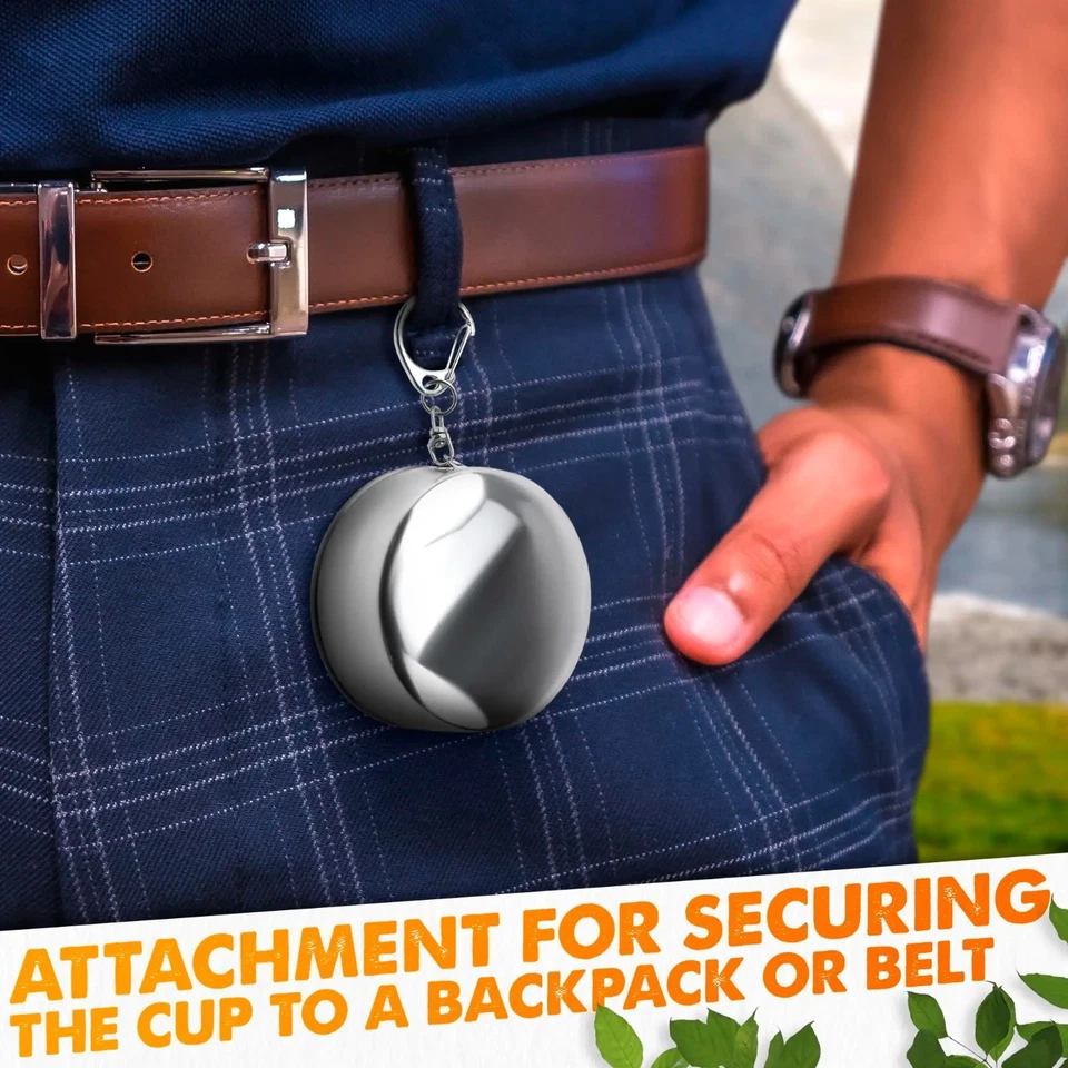 Mini copo dobrável retrátil de aço inoxidável portátil viagem ao ar livre - Imagem 3 de 4