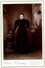 Cabinet Card Circa 1890s Chas. Cherney Lady In Dress Kewaunee WI