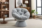 For Living Room Bedroom Oversized 360° Swivel Accent Barrel Papasan Chair