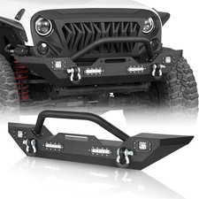 For Jeep Wrangler Jk Jl Gladiator Jt 07-26 Front Bumper Wwinch Plate Lights