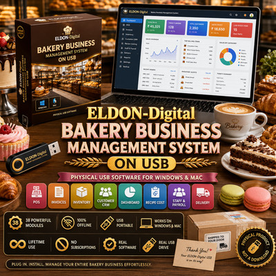 Bakery Business Management Software on USB Flash Drive POS Inventory Win Mac