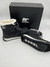 Sorel Youth Whitney II Short Lace NY3902-010 Waterproof Black Boots Size 6 NWB