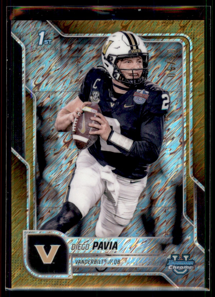 2025 Bowman U Chrome GOLD SHIMMER Diego Pavia Vanderbilt #190 /50