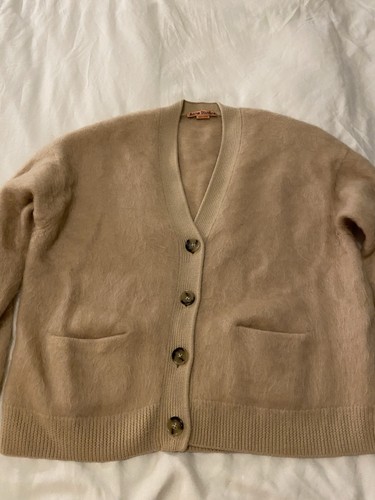 Acne Studios Women's Rives Oversized Cardigan in Warm Beige Sweater Mohair Wool