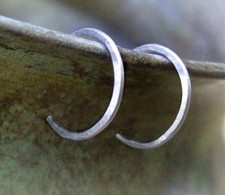 Extra Tiny Sterling Silver Reverse Hoop Earrings - basic 5/16" 7mm unisex .925