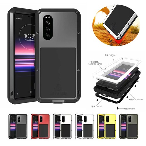 Custodia impermeabile Gorilla Glass metallo per Sony Xperia 5 J8210 J8270 J9210 - Foto 1 di 18