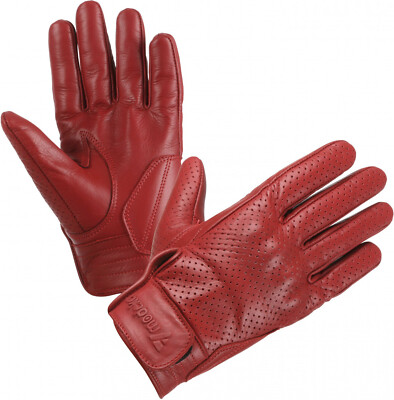 Modeka Hot Classic Motorcycle Gloves Leather Summer Gloves Red