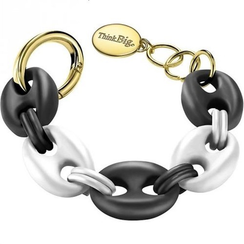 BRACCIALE THINK BIG JEWELS OVERSIZE ACCIAIO SILICONE NERO BIANCO