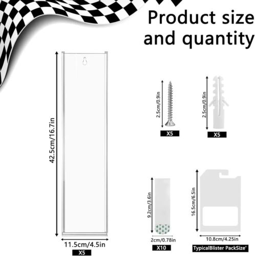 5 Stück Acryl Modellauto Vitrine Wandhalterung kompatibel mit Hot Wheels Rack - Bild 5 von 7