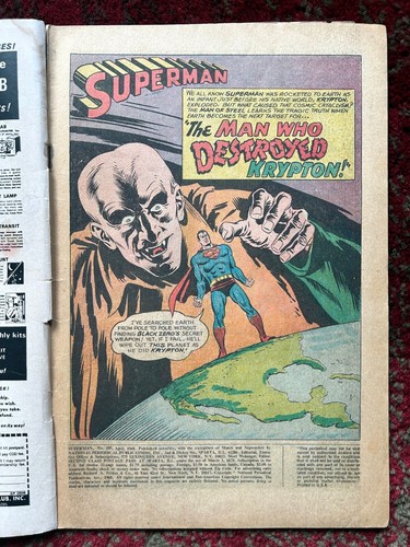 1968 Superman #205 El hombre que destruyó Krypton DC Comics Neal Adams arte de portada - Imagen 6 de 20