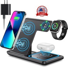 Cargador Inalambrico, Base De Carga Inalambrica 3 En 1 Para Apple Watch Y Air