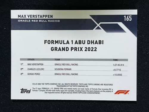 2023 Topps Chrome F1 Orange Refractor Max Verstappen #165 18/25 Abu Dhabi GP - Picture 2 of 4