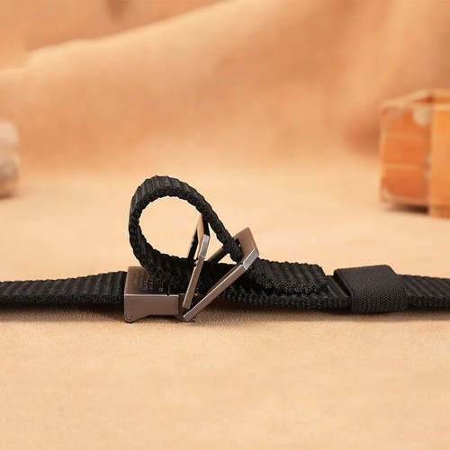 Mens Nylon Webbing Belt Double Loop Buckle Canvas Trouser Jeans Belts UK - Picture 3 of 18