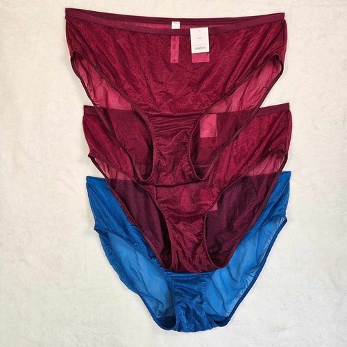 Auden 3pk Mesh Back High Cut Briefs Underwear Womens Plus Size 1X Red/Blue