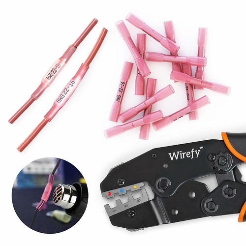 100Pcs 22-16AWG Red Heat Shrink Wire Butt Connectors Waterproof Splice Terminals - Picture 8 of 12