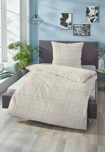 Biberna Urs Baumwoll-Mako-Satin Bettwäsche Bettbezug Bettgarnitur 135x200 natur - Bild 2 von 7