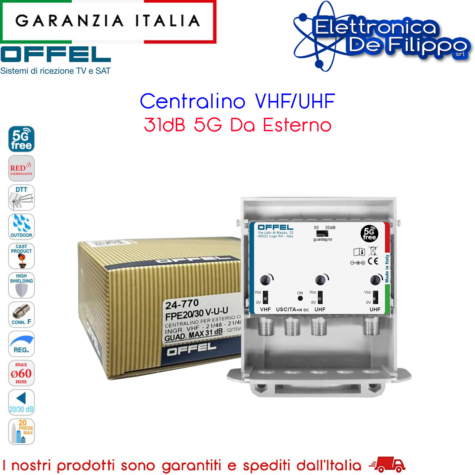 Centralino VHF/UHF 31dB 5G Da Esterno