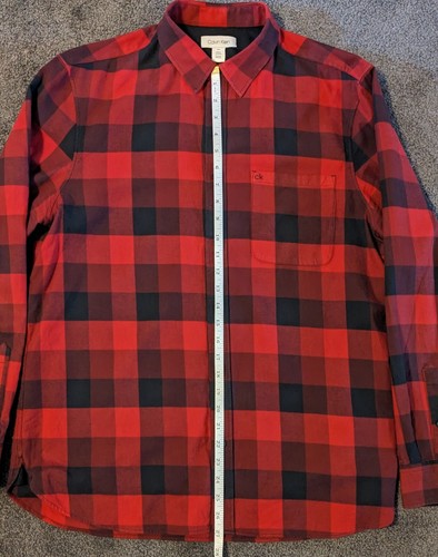 Camicia uomo Calvin Klein rossa e nera a quadri bufalo taglia LG leggera flanella - Foto 10 di 15