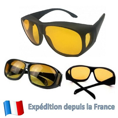 Surlunettes Anti-éblouissement Pour Conduite De Nuit - Verres Jaunes Polarisés, Surmontent Les Lunettes De Vue