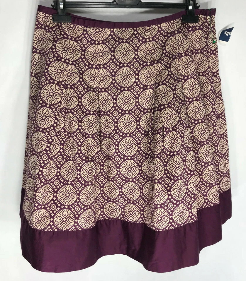 Talbots 裙棉质紫色褶饰喇叭及膝裙,尺寸 14P — 第 3/4 张图片