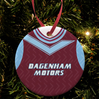 West Ham 1993 Retro Heimtrikot Christbaumschmuck Kugel flach Keramik Utd