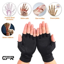 Copper Compression Gloves Carpal Tunnel Arthritis Joint Pain Relief Hand Support