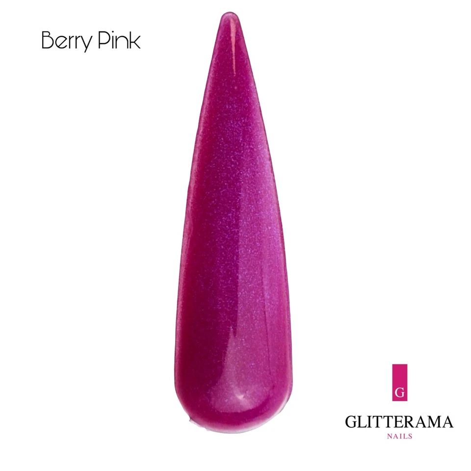 BERRY PINK Glitterama Nails coloured acrylic powder fuschia purple shimmer shiny