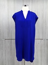 Madewell Womens Bright Blue V Neck Shift Dress XS Cap Sleeve Minimalist Casual