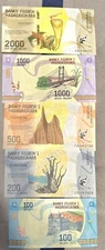 5, 2017 UNC Madagascar Colorful Banknotes World Currency Paper Money; 100-2000