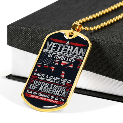 Veterano regalo militare veterano scritto assegno bianco etichetta cane di lusso per papà nonno - Foto 6 di 8