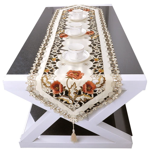 Mesa de comedor de encaje floral bordada alfombra tapetes boda fiesta decoración del hogar - Imagen 49 de 50