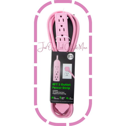 8ft 3 Outlet Power Strip Soft Pink