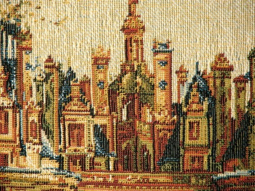 CHATEAU DE CHAMBORD BELGIAN TAPESTRY WALL HANGING 27" x 33" LINED + ROD SLEEVE - Picture 4 of 6