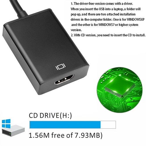 HD 1080P USB 3.0 to HDMI Video Cable Adapter Converter For PC Laptop HDTV LCD TV - Picture 4 of 7