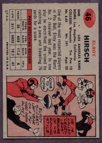 1957 Topps Set-Break # 46 Elroy Hirsch EX-EXMINT *JAYSACE* - Bild 2 von 2