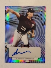 SCHUYLER SANDFORD 2023 Leaf Perfect Game Showcase PLATINUM METAL AUTO #'d 1/2 