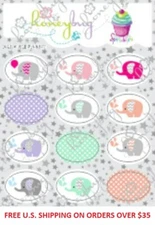 Honeybug MAGNETIC reborn doll PACIFIER baby ELEPHANTS SPRINKLES sheet 12 decals