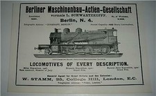 Old Railway Related Advertisement - German locomotive builder Berlin - 1913.