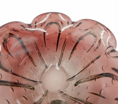 Art Glass Amethyst Hand Blown Bowl Bullicante Vase Candy Dish - Picture 12 of 15