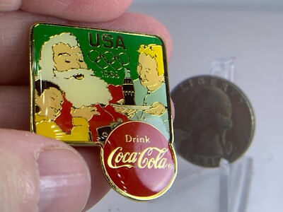 Olympic Memorabilia LA 1984 Santa Coca-Cola Vintage Tack Pin T-3262