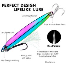 5Pcs Long Spoon Metal Jigs Fishing Lures Electroplated 10-80g Mackerel Bass Bait