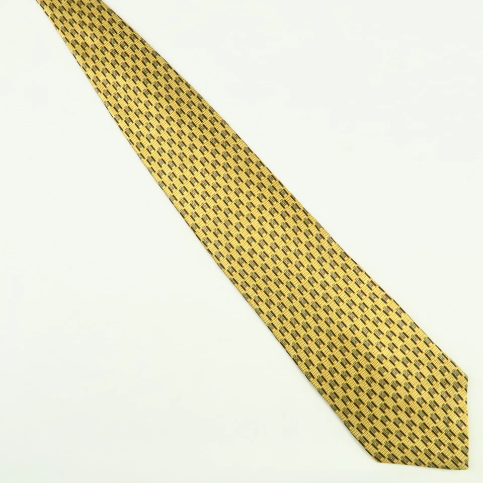NEO Bill Blass Para Hombres Dorado Micro Foulard Patrón 58"x4" Amarillo Clásico Foto 2 de 4