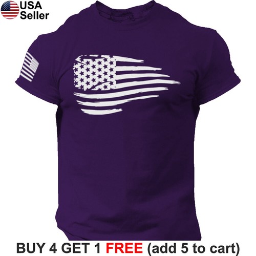 Camiseta Bandera de Estados Unidos Orgullo Americano Patriótico Político Angustiado Hombres BAM01 - Imagen 17 de 20